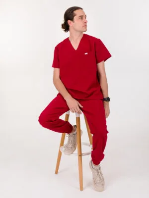 Ruby Red Scrub Jogger Pants