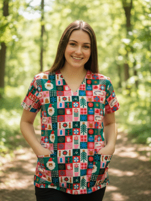 Christmas Blocks Scrub Top