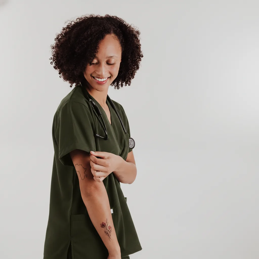 Olive Green Scrub Top