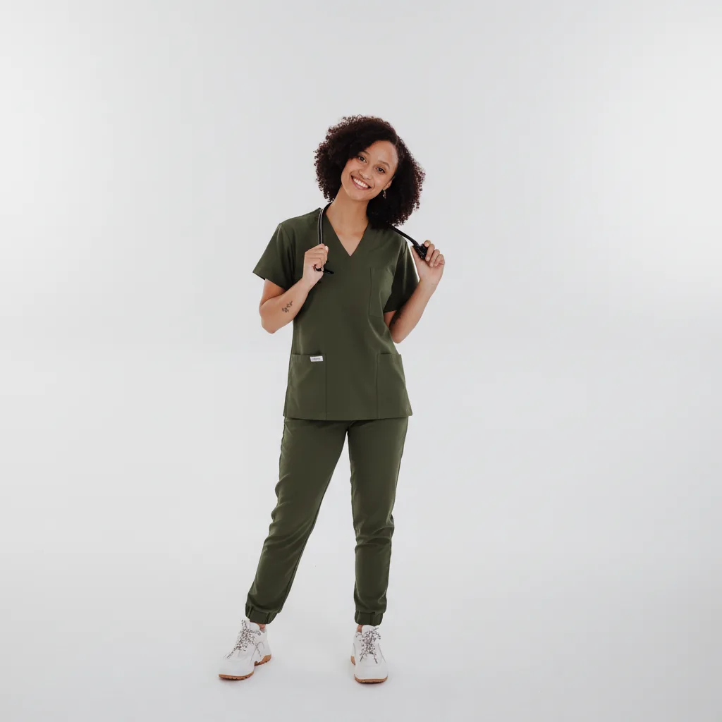 Olive Green Scrub Top - Image 2