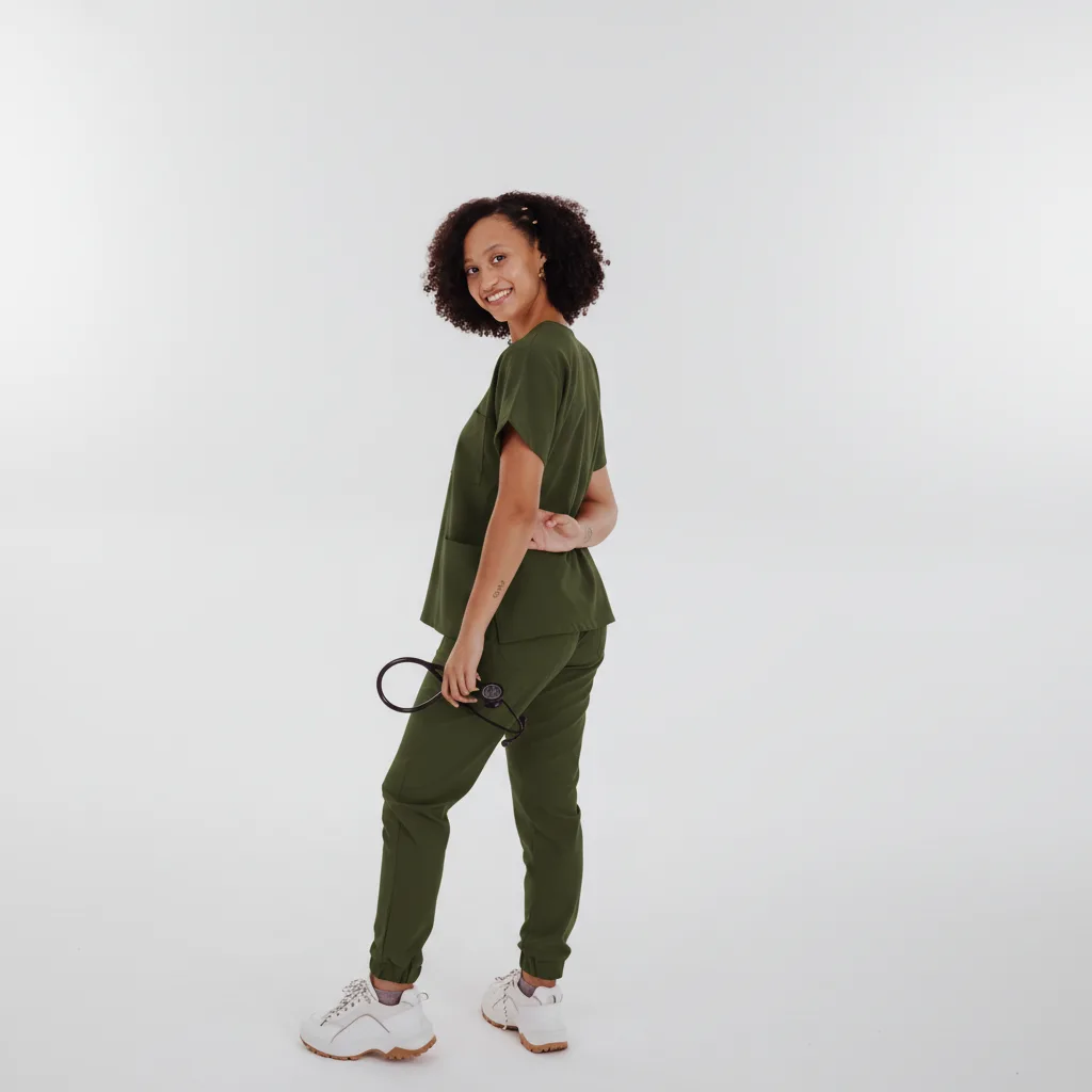 Olive Green Scrub Top - Image 3