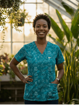 Greenboard Doodles Scrub Top