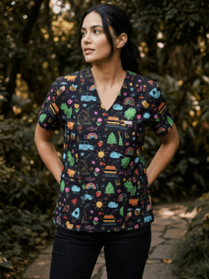 Pre-School Doodles Scrub Top